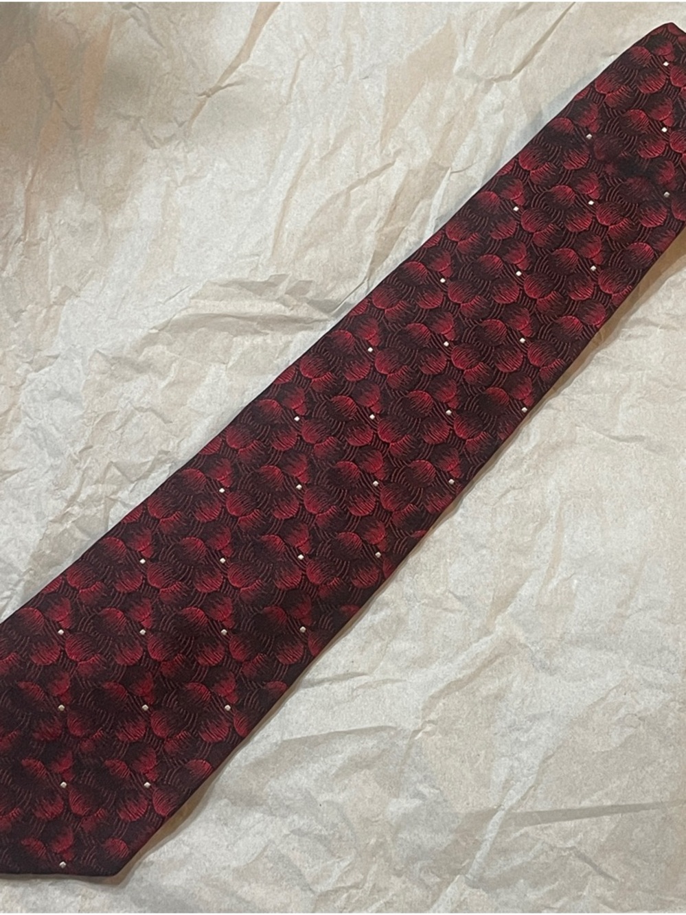 Fendi Red and Black Textured Silk Tie Made in Italy